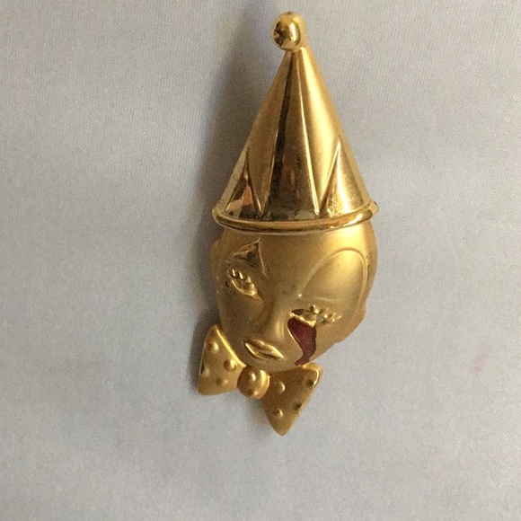 CRYING CLOWN SAD FACE VINTAGE PIN BROOCH - Picture 2 of 5